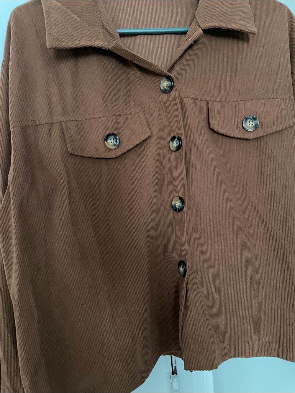 Corduroy Button-Front Jacket - Brown XL - Picture 4 of 7